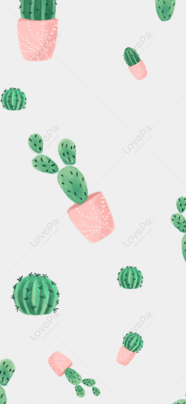 Protector De Pantalla Móvil De Cactus De Dibujos Animados Imagen de Fondo  Gratis Descargar en Lovepik