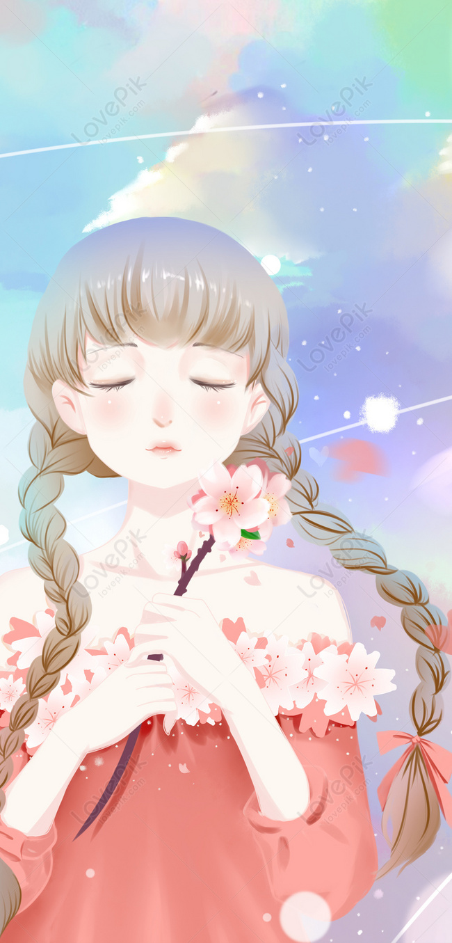 Cherry Blossom Girl Mobile Wallpaper Images Free Download on Lovepik |  400316452
