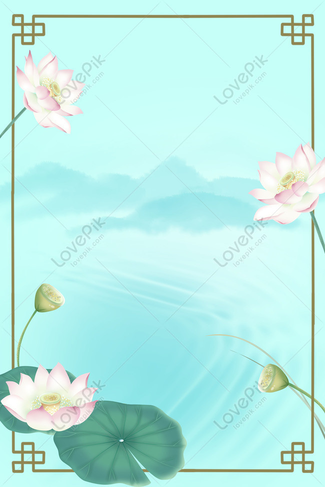 Chinese Style Lotus Flower Border Background Download Free | Poster  Background Image on Lovepik | 605822004