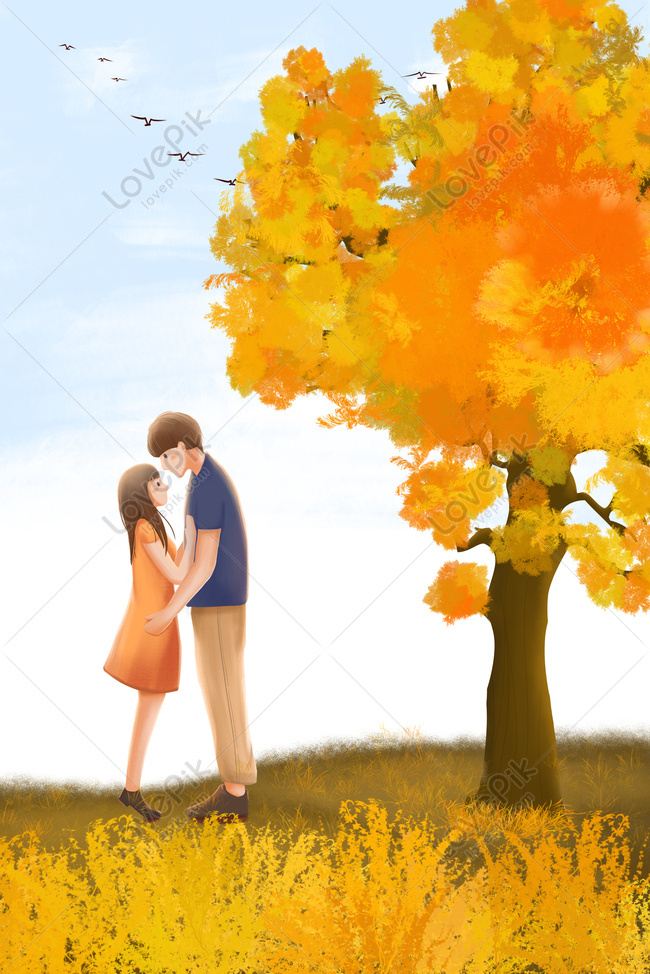 Hình Nền Cặp đôi Hẹn Hò Poster Dưới Cây Mùa Thu, HD và Nền Cờ đẹp mùa thu,  rụng lá, người yêu để Tải Xuống Miễn Phí - Lovepik