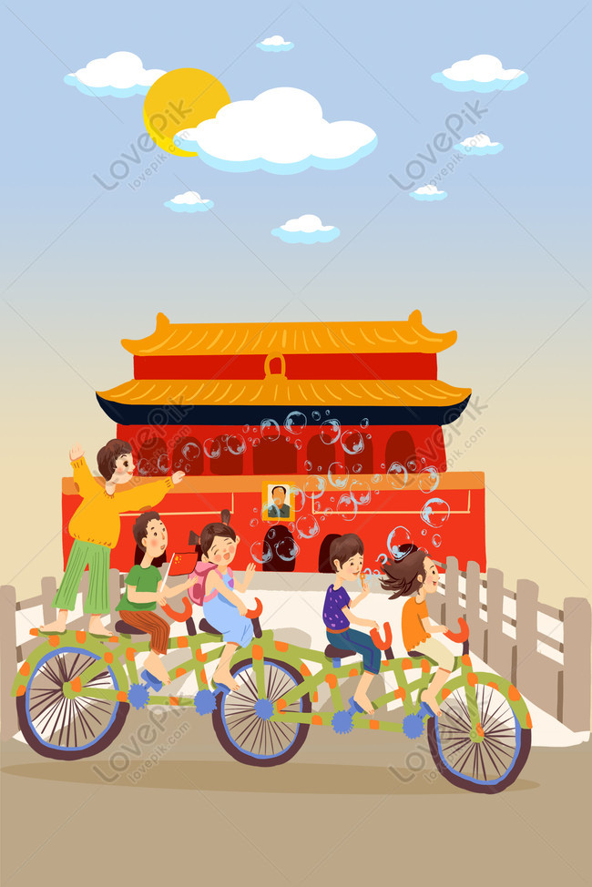 Eleventh Golden Week National Day Tour Tiananmen Hand Painted Il Download Free Poster