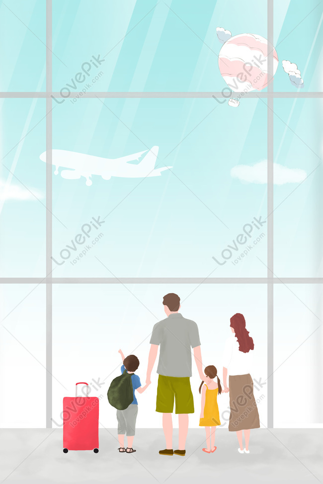 Family Airport Travel Travel By Plane Cartoon Background Download Free |  Poster Background Image on Lovepik | 605672987