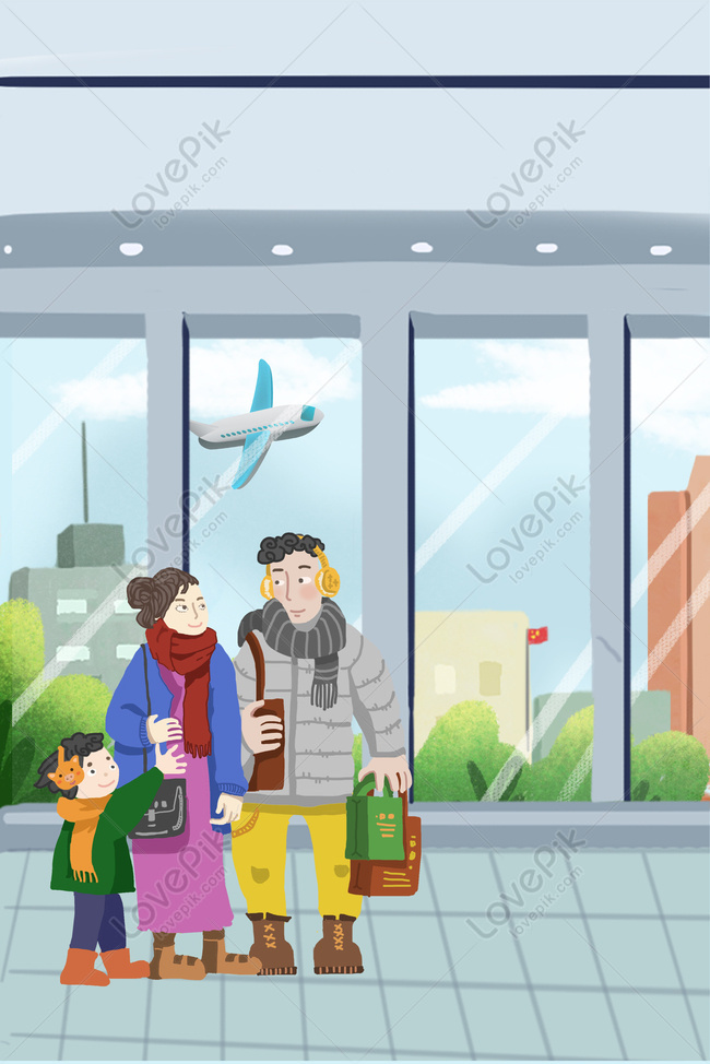 Family Airport Waiting Room Poster For Chinese New Year Download Free |  Poster Background Image on Lovepik | 605738979