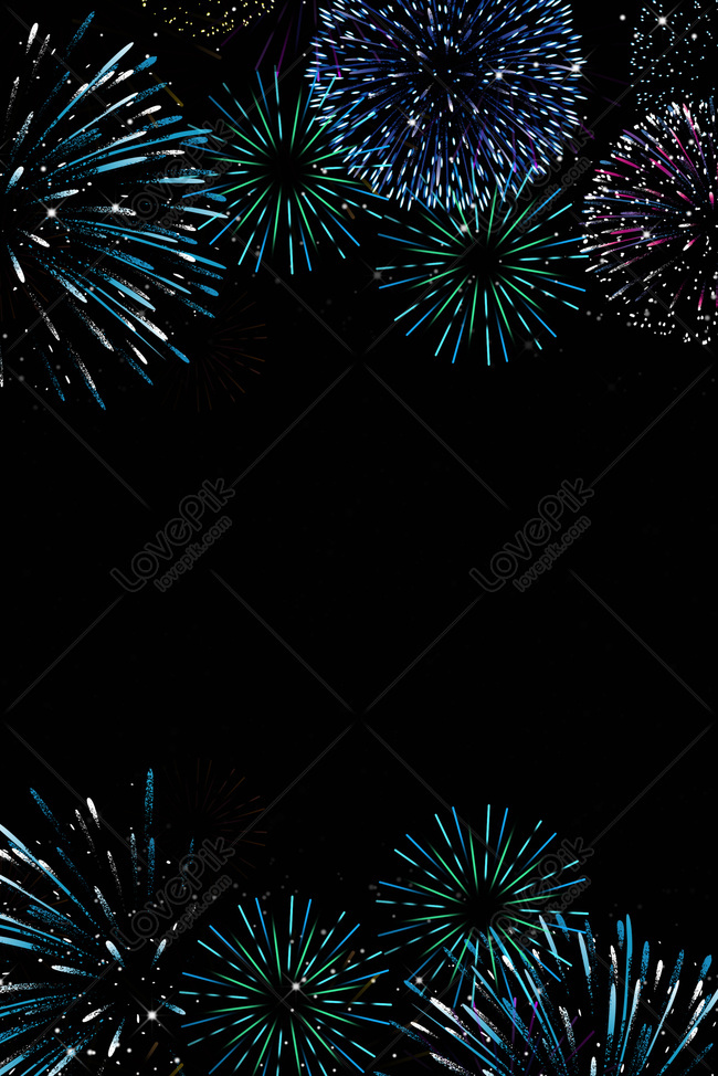 Fantasy Fireworks New Year Romantic Beautiful Blue Gradient Back Download  Free | Poster Background Image on Lovepik | 605811231