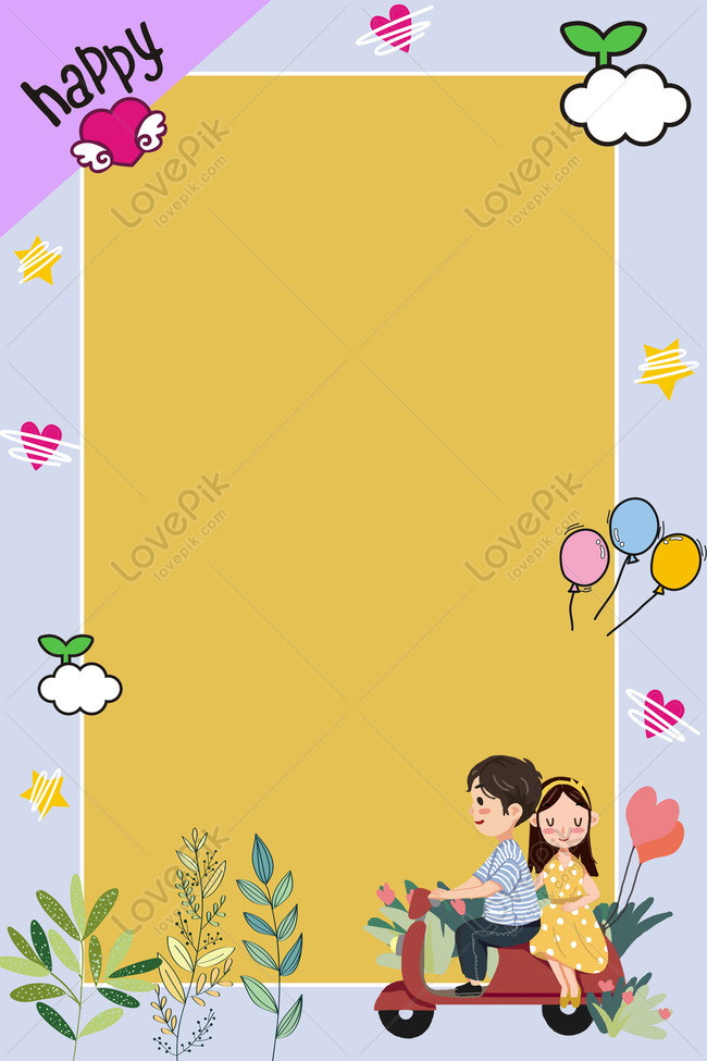 Flat cartoon couple traveling H5 background, hand drawn, usa, the of h5 Background image