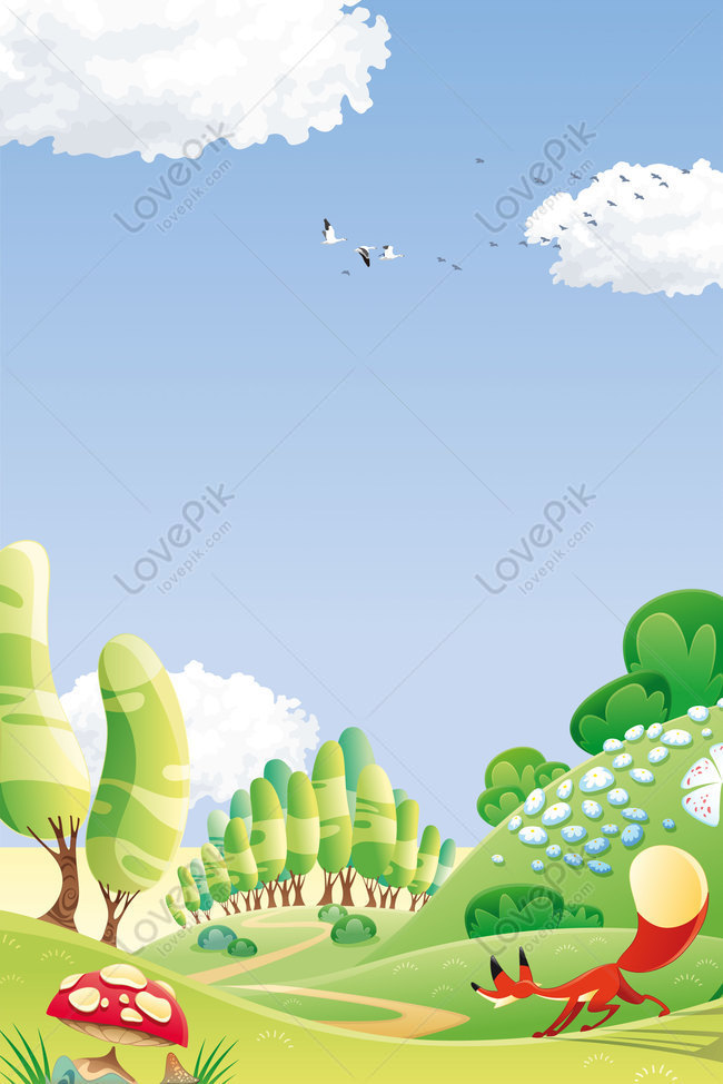 Flat Cartoon Green Nature Landscape Poster Download Free | Poster Background  Image on Lovepik | 605818706
