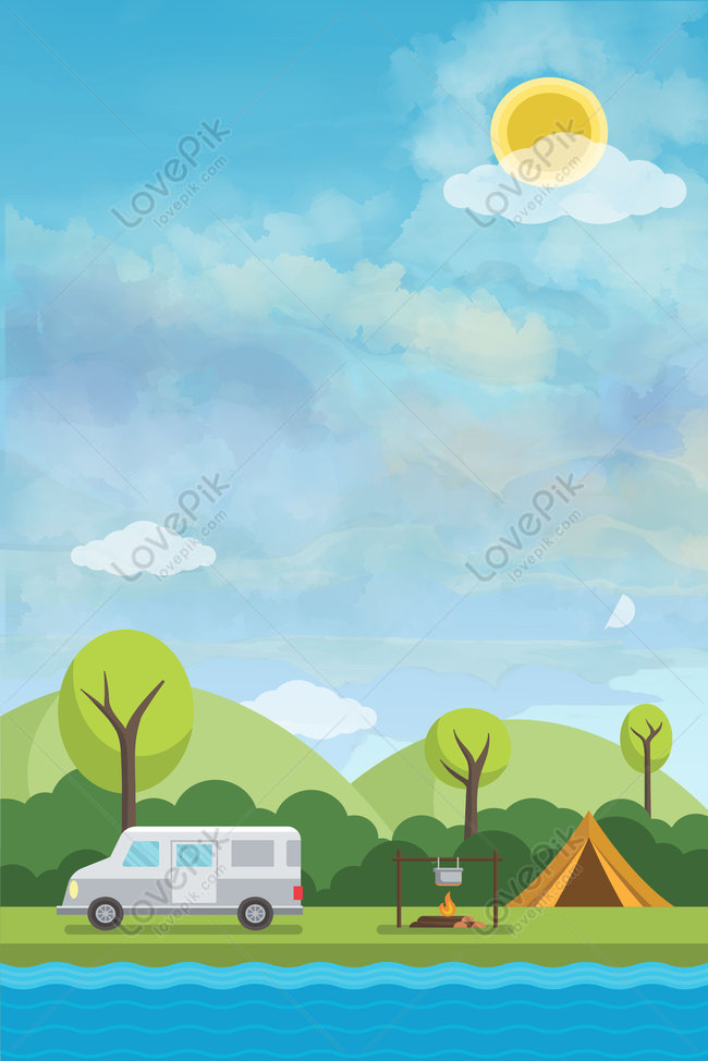 Flat Cartoon Outdoor Camping Green Landscape Background Poster Download  Free | Poster Background Image on Lovepik | 605818722