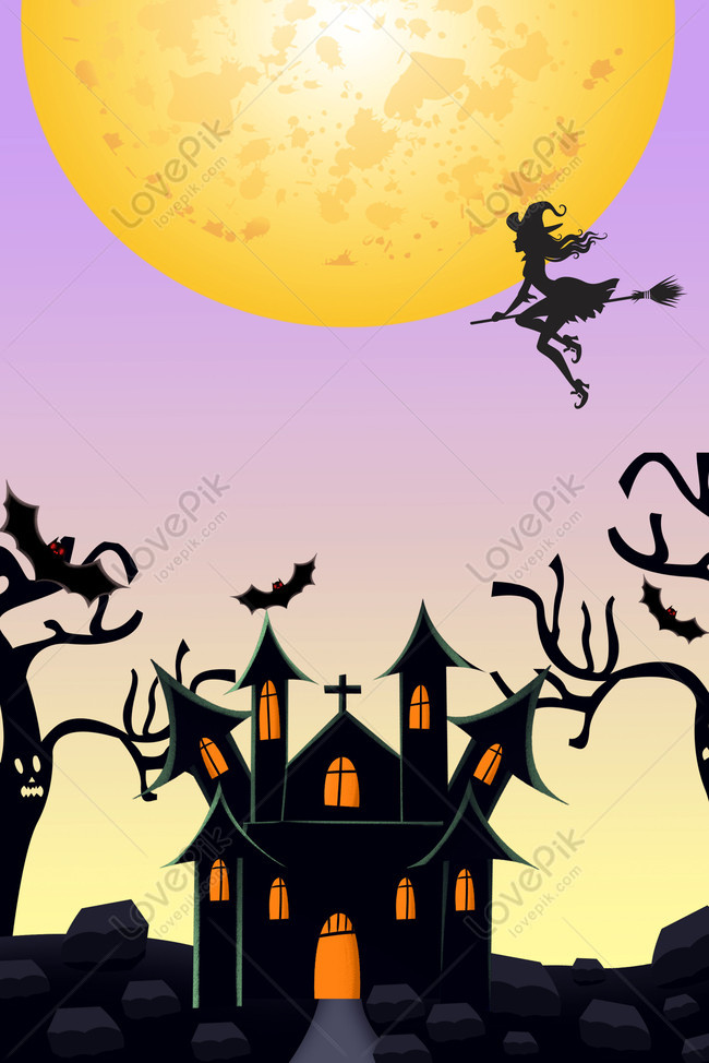 Fondo De Publicidad De Gradiente De Halloween Castillo De Brujas Imagen de  Fondo Gratis Descargar en Lovepik