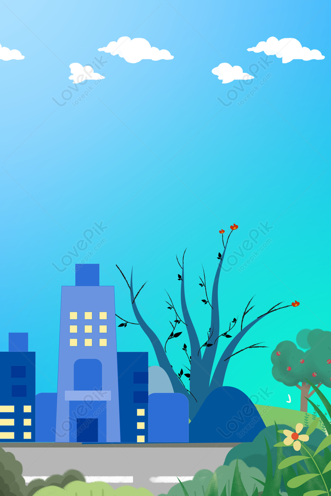 Green Cartoon Building City Nature Landscape Synthetic Backgroun Download  Free | Poster Background Image on Lovepik | 605823493