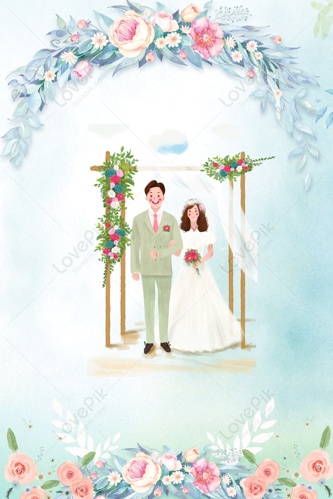 Hand Drawn Cartoon Wedding Invitation H5 Background Free Downloa Download  Free | Poster Background Image on Lovepik | 605662674