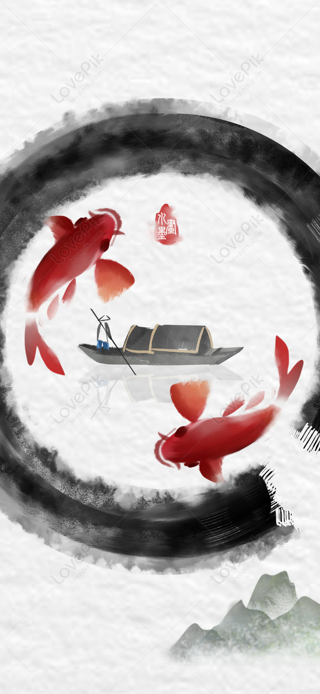 イカ水墨画の携帯電話の壁紙イメージ 背景 Id Prf画像フォーマットjpg Jp Lovepik Com