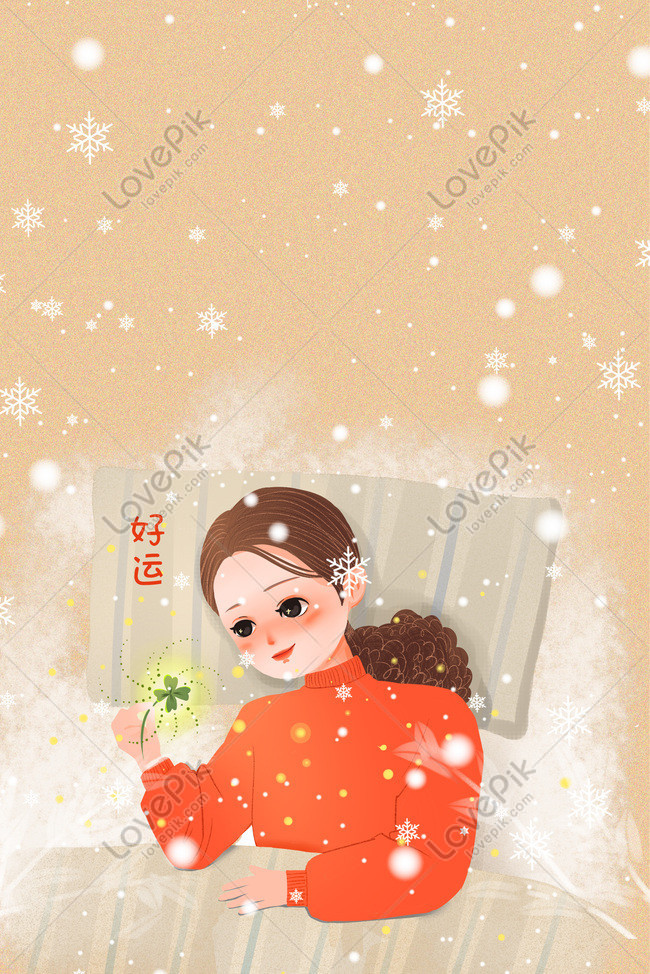  Cartel De Año Nuevo De Buenas Noches De Niña Koi Imagen de Fondo Gratis Descargar en Lovepik