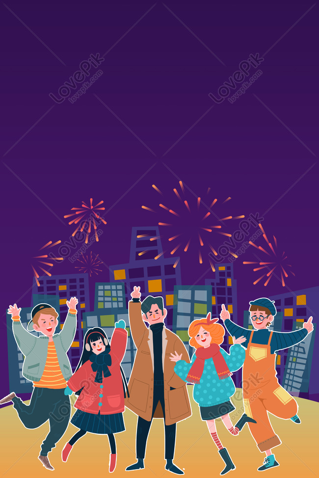 New Year Friends Together Happy Illustration Poster Download Free | Poster  Background Image on Lovepik | 605805244