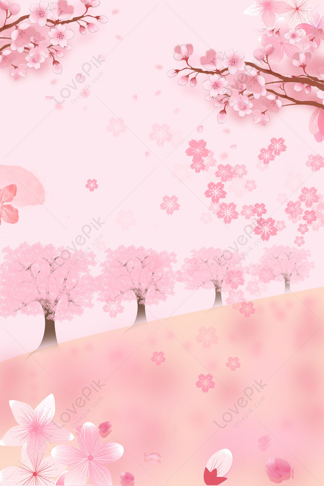 Pink Cherry Blossom Campus Ornamental Poster Background Download Free |  Poster Background Image on Lovepik | 605818803