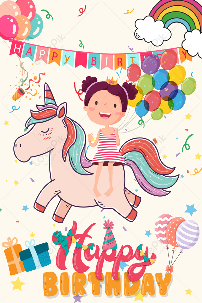 Pink Cute Children Celebrate Birthday Poster Download Free | Poster  Background Image on Lovepik | 605636545