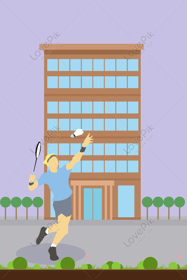 Playing Badminton Outdoor Sports Hand Drawn Cartoon Poster Download Free | Poster  Background Image on Lovepik | 605683763