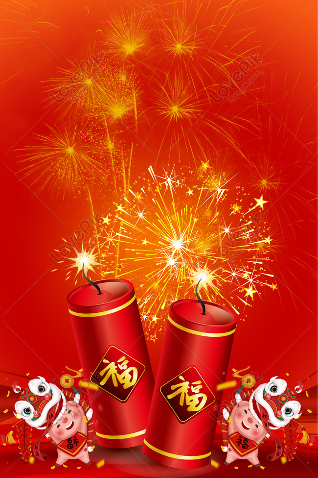 Red Festive Chinese Style Firecrackers Chinese New Year Traditio Download  Free | Poster Background Image on Lovepik | 605776084