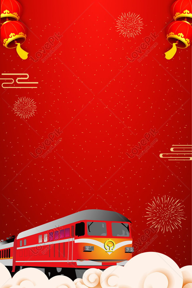 Hình Nền Lễ Hội Mùa Xuân Trở Về Nhà Train Lantern Cloud Sea Poster ...