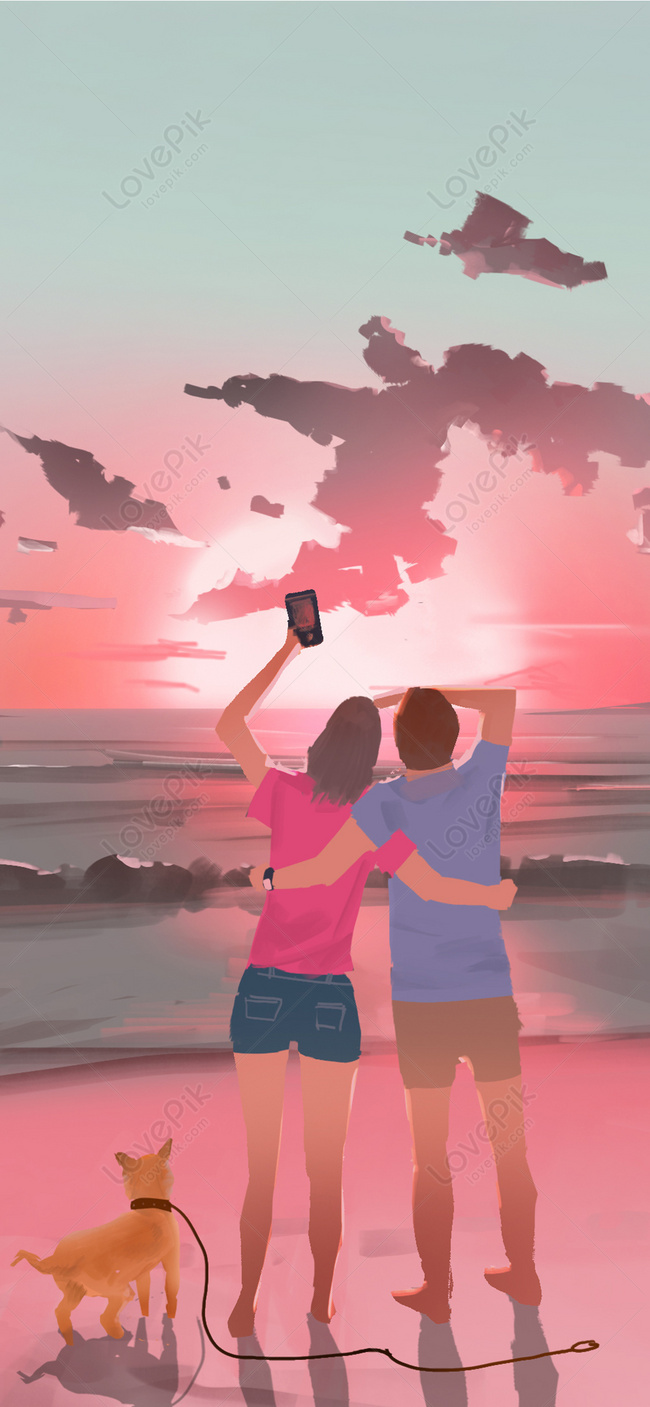 Sunset Couple Cell Phone Wallpaper Images Free Download on Lovepik |  400290495
