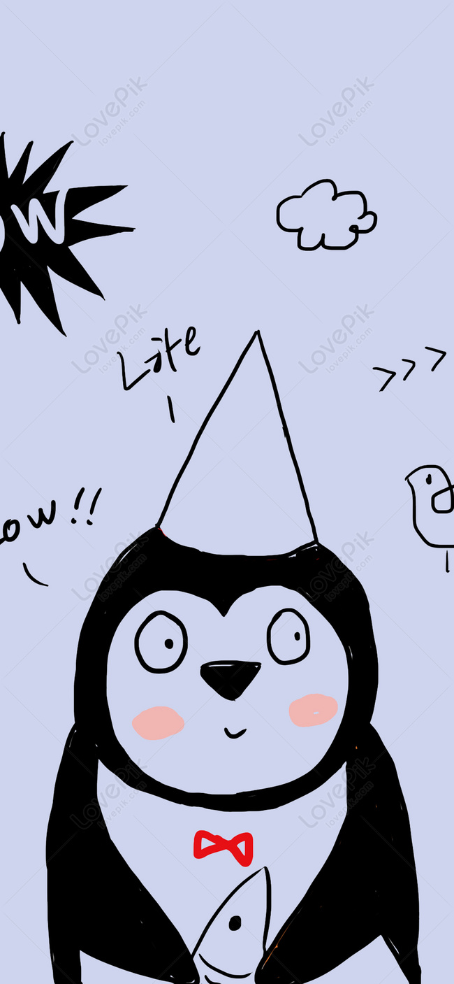 Little Penguin Cute Cartoon Mobile Phone Wallpaper Images Free Download on  Lovepik | 400395757