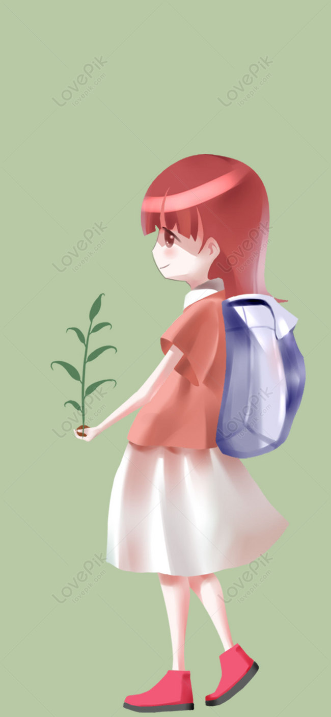 Schoolbag Girl Mobile Wallpaper Images Free Download on Lovepik | 400427935