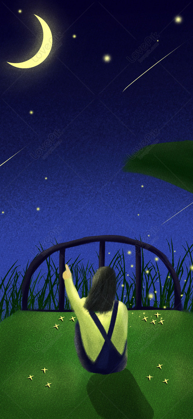 The Girls Mobile Phone Wallpaper Looking Up At The Starry Sky Images Free  Download on Lovepik | 400470427