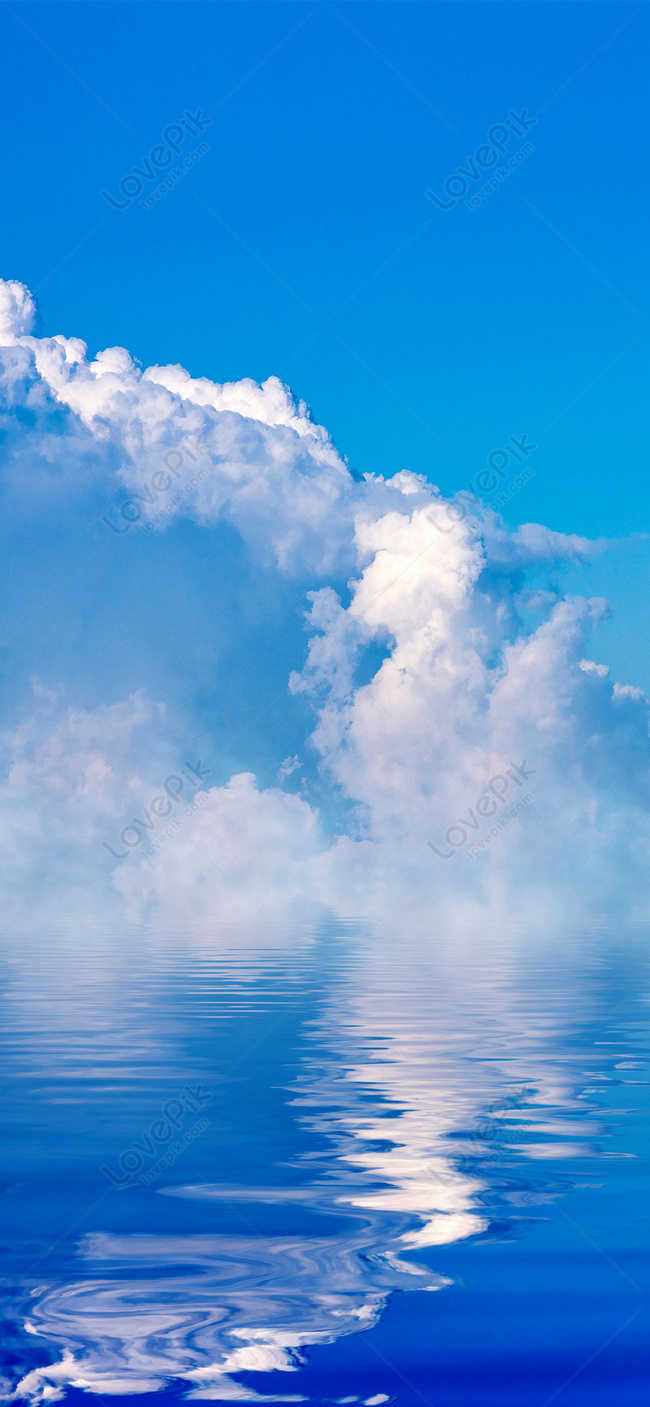 Blue Sky And White Cloud Reflection Wallpaper Images Free Download on  Lovepik | 400835688