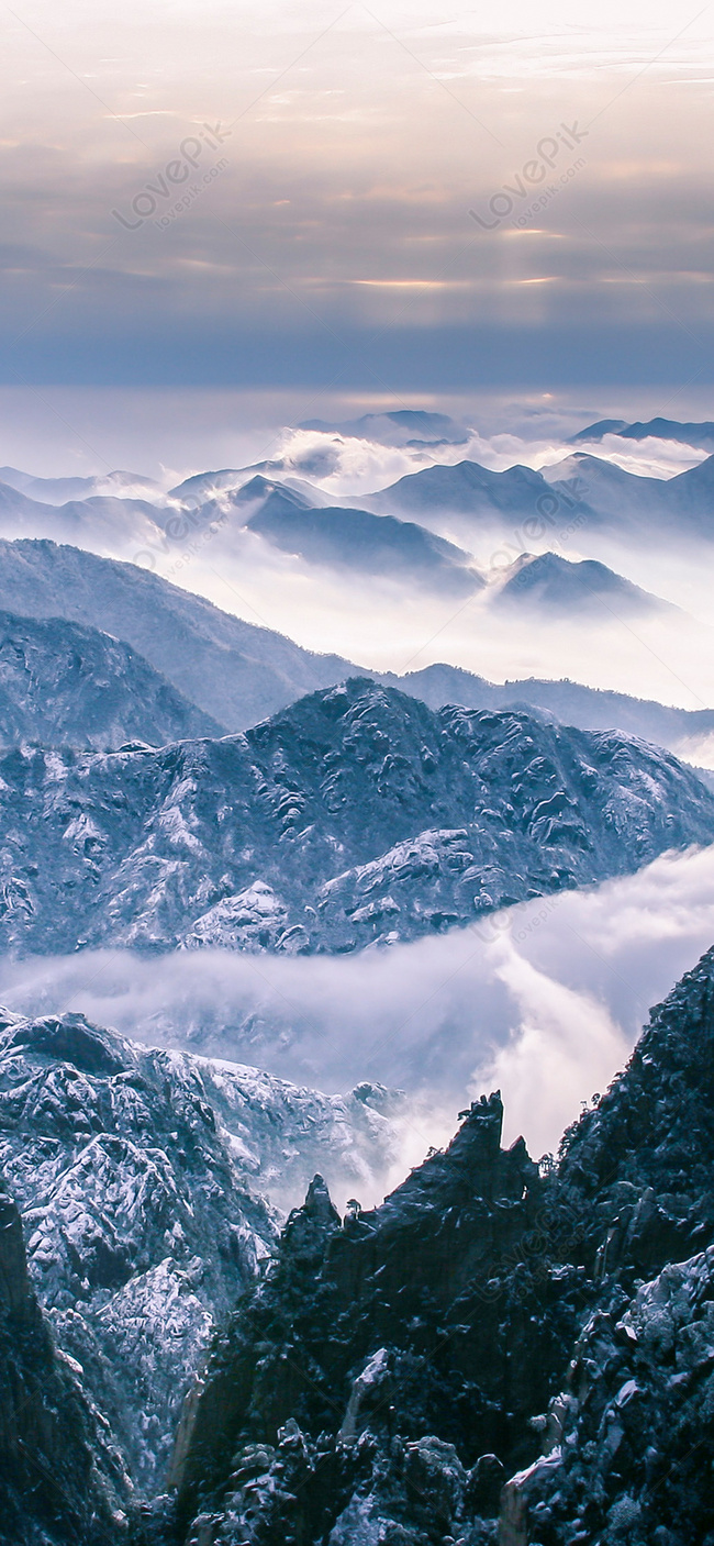 Mount Huangshan Winter Scenery Mobile Phone Wallpaper Images Free Download  on Lovepik | 400798955
