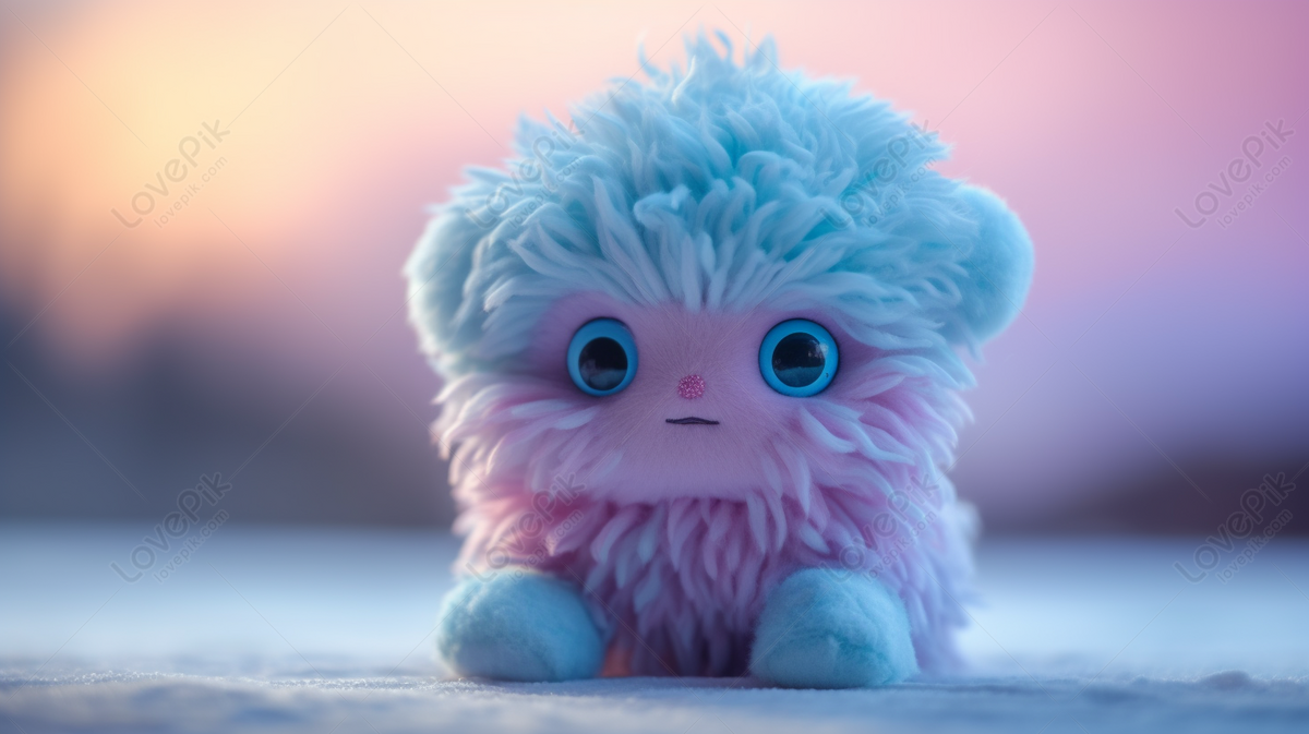 Charming Blue And Pink Plush Animals Sitting On A Ground A Captivating ...