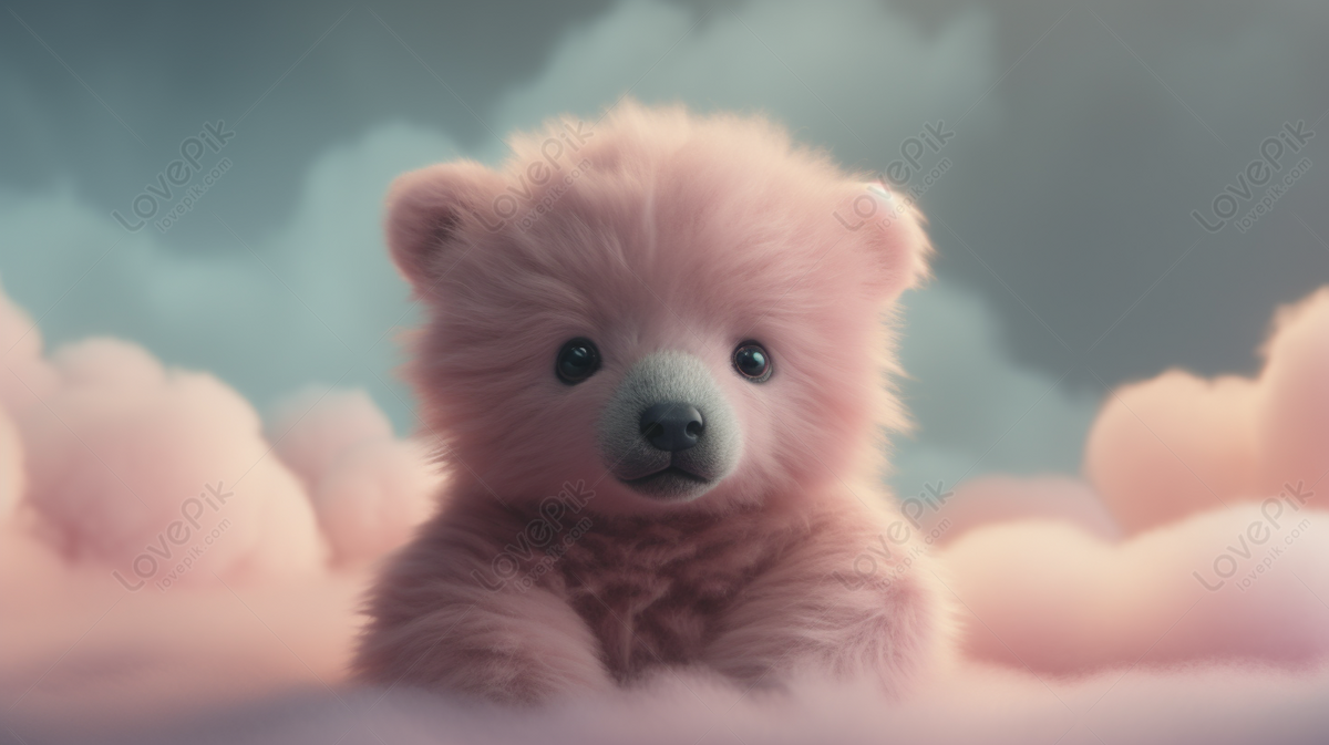 Pink Teddy Bear Sitting In A Cloudy Background Teddy Bear Backgrounds