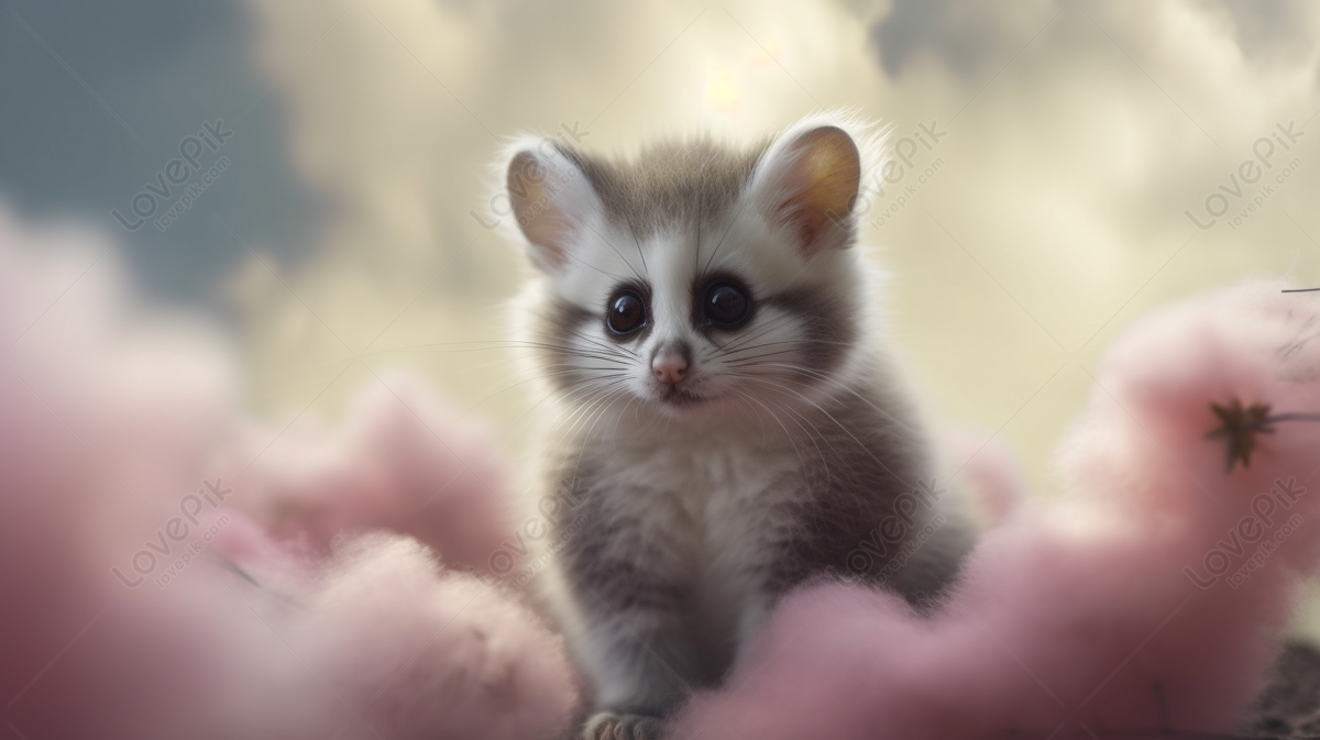 An Adorable Little Possum With Pink Clouds Around Him, Cloud ...