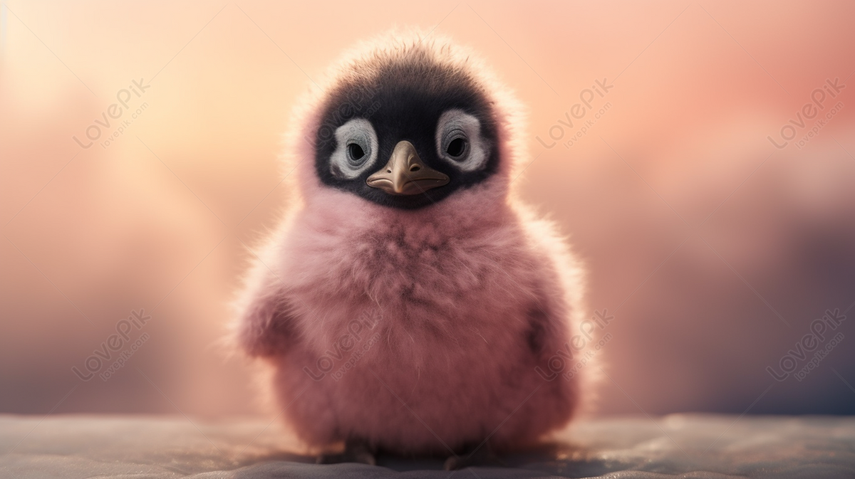 An Ugly Pink Baby Penguin On A Cloud Surface, Cloud Backgrounds, Baby