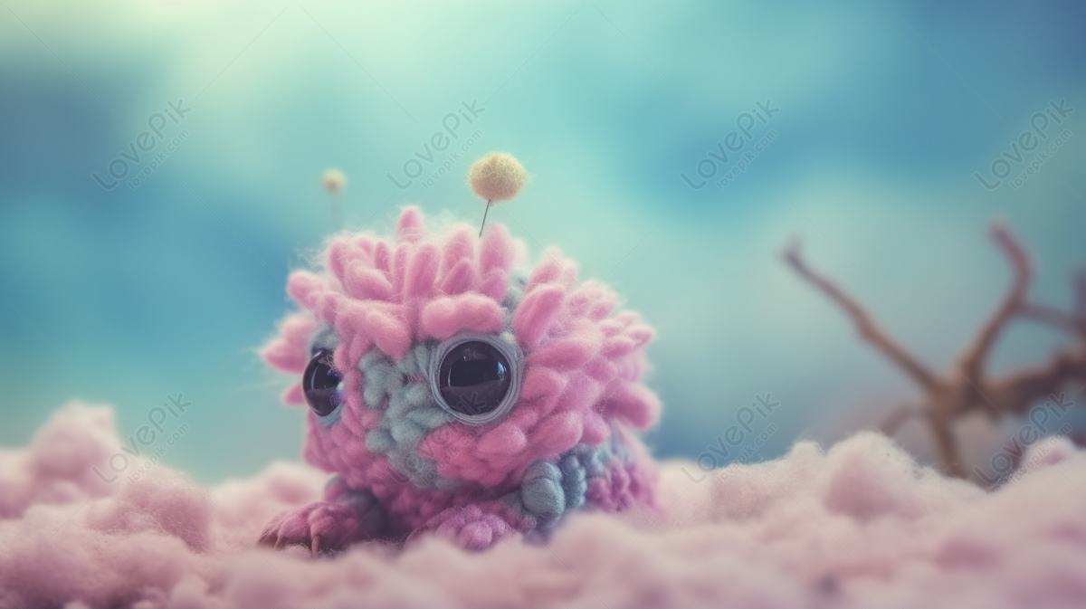 Knitted Little Creature Sitting On Top Of Clouds, Sitting In The Clouds ...