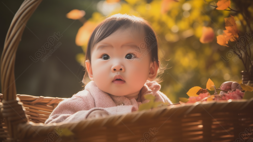 Captivating Autumn-themed Background Enhances The Beauty Of A Newborn ...