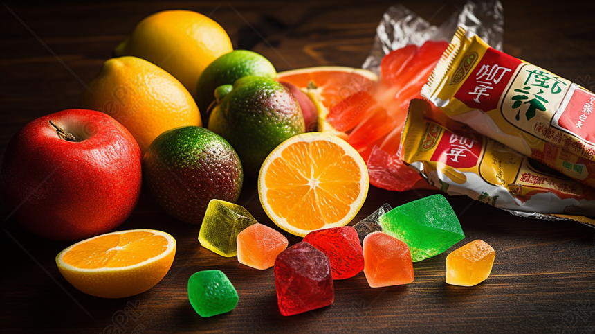 The Background Of Gummies On The Table, Gummies Backgrounds, Fruit