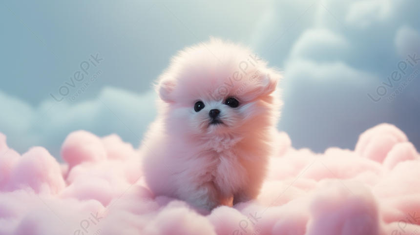 Chubby Pomeranian Puppy In Clouds Wallpaper Collection Background, Puppy,  Blue Fur, Cotton Candy Clouds Background Image And Wallpaper for Free  Download