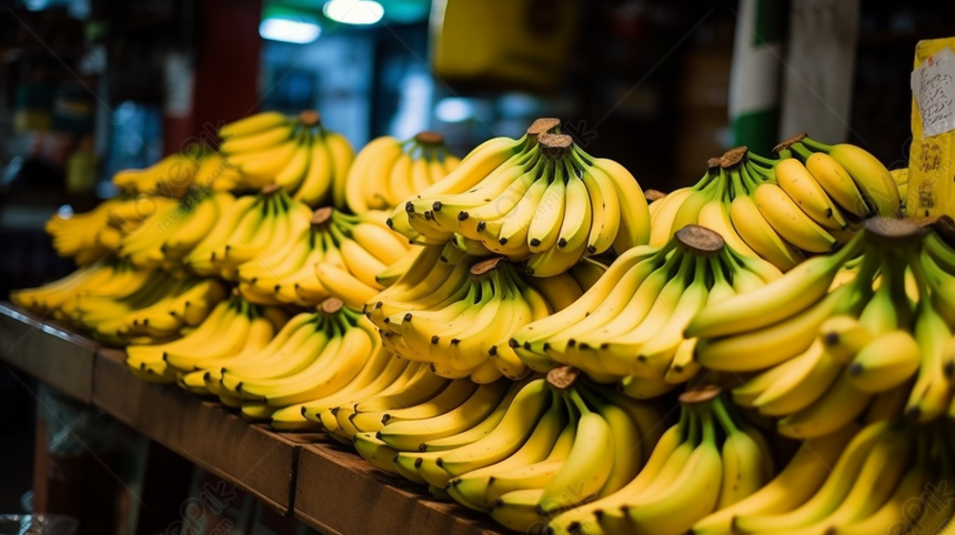 Aesthetic Display: Fresh Bananas Adorning An Open Front Shelf, Fresh ...