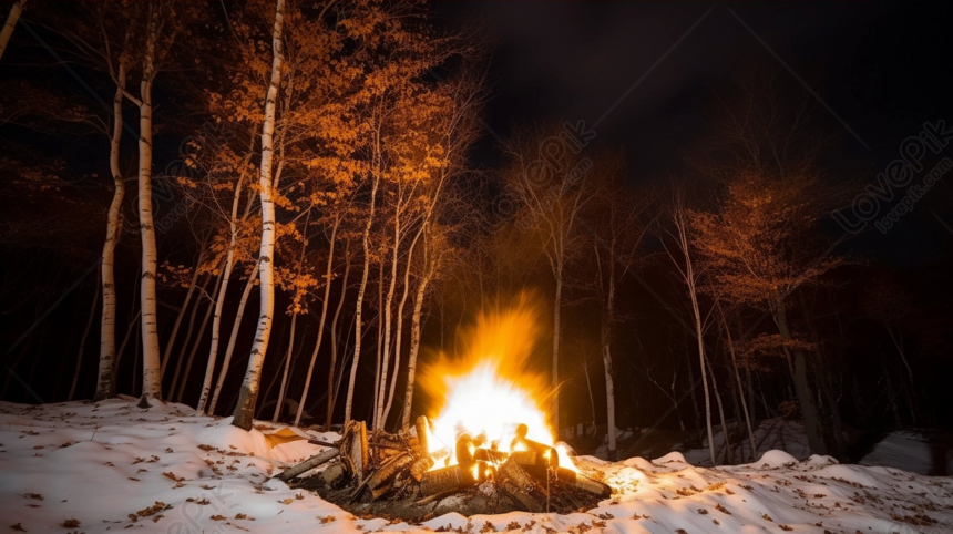 雪の森の夜の魅惑の焚き火, 雪の夜 背景, 焚き火 背景, 森 背景 画像フリー、HD 雪の夜, 焚き火, 森 背景素材 無料ダウンロード -  Lovepik