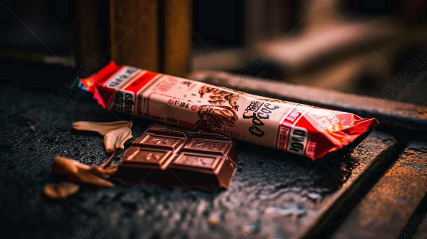 Charming Background With Three Chocolate Bars On A Wooden Bench, Wooden ...