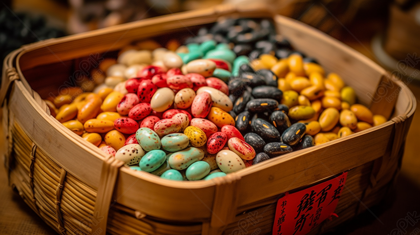 Colorful Beans And Nuts: A Vibrant Background, Vibrant Color