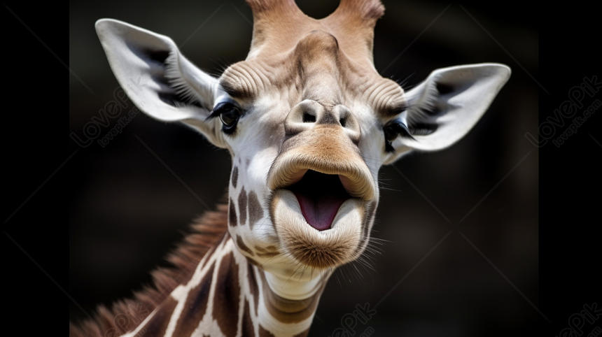 Giraffes Enchanting Smile Captured Up Close With An Open Mouth Against ...