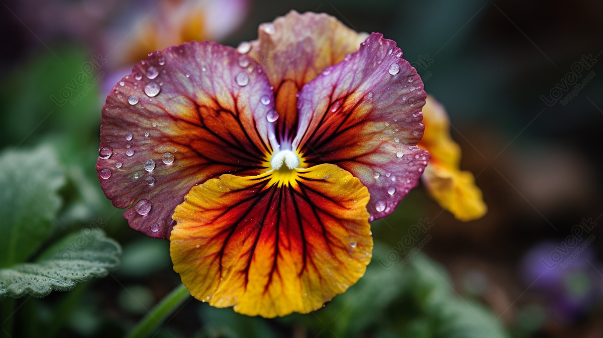 Pansy Flower Photo In Hd 1920x1080 With Rain Background And Water ...