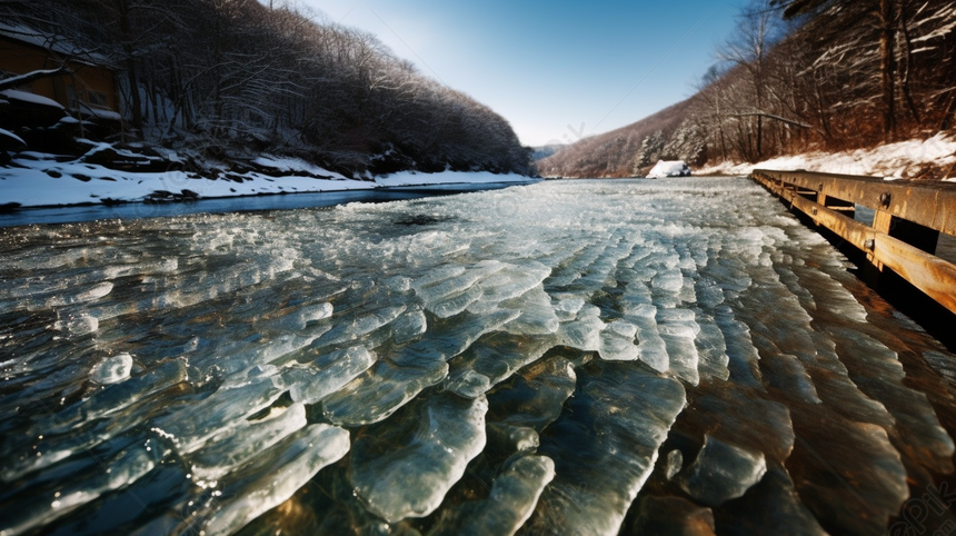 The Background Story Of Ice Crystals Floating Over A River, Crystals ...