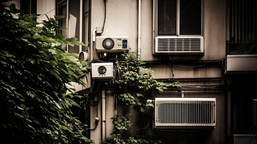 The Benefits Of Air Conditioners And Hanging Plants On Building 