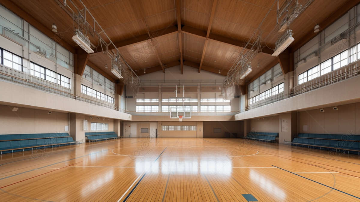 Empty Court In Basketball Hall, Basketball Court Backgrounds