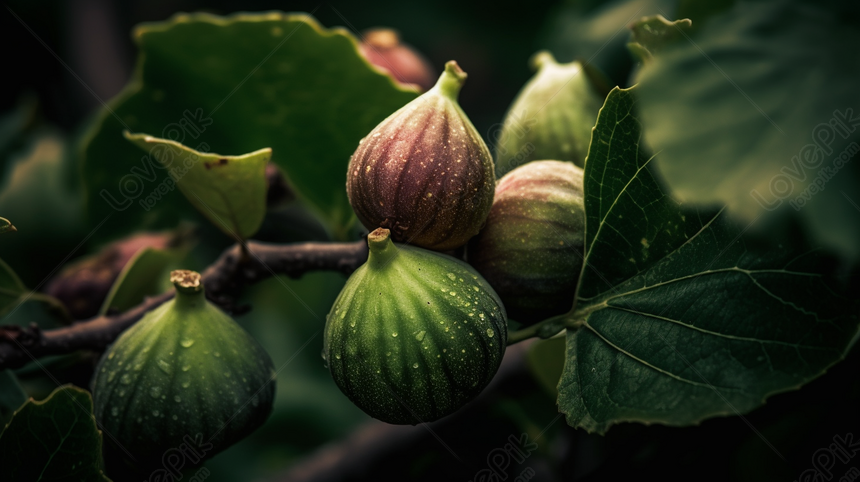 Figs On Tree Branch With Drops Of Water, Drop Backgrounds, Branch ...