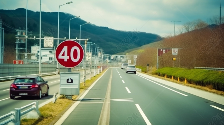 Highway With Speed Limit Sign With Cars Driving In Hazematsu Japan Asa ...