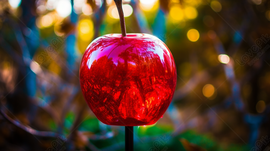 The Red Apple With Some Trees In The Background, Apple Backgrounds, Red ...