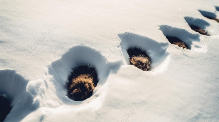 The Tracks Of A Porcupine Walking In The Snow With A Hat, Snow Tracks ...