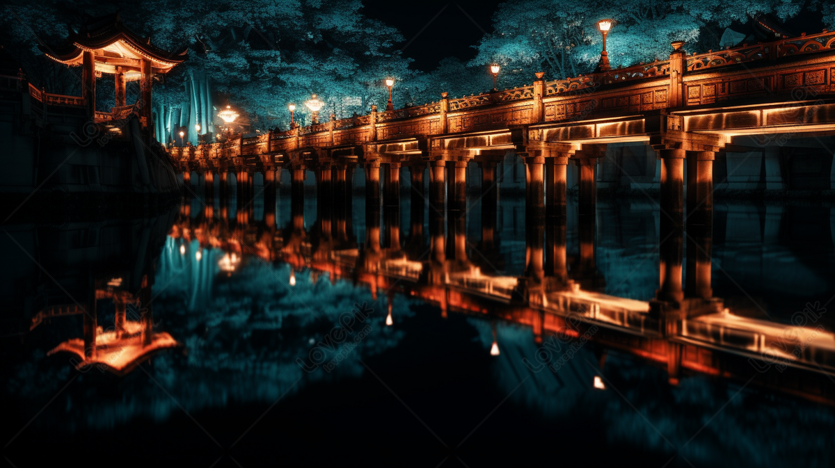 Stunning Reflection: Bridge Illuminates Scenic Water Body Amidst ...